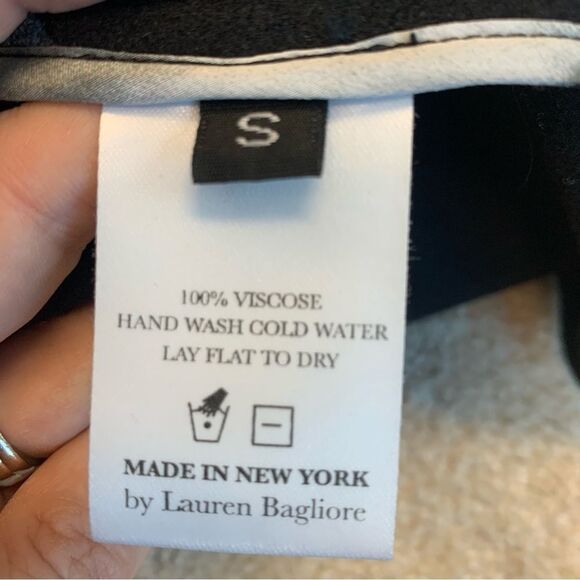 LAUREN Bagliore Black wrap dress coat gray high rolled collar sleeveless Sz S - Picture 10 of 14